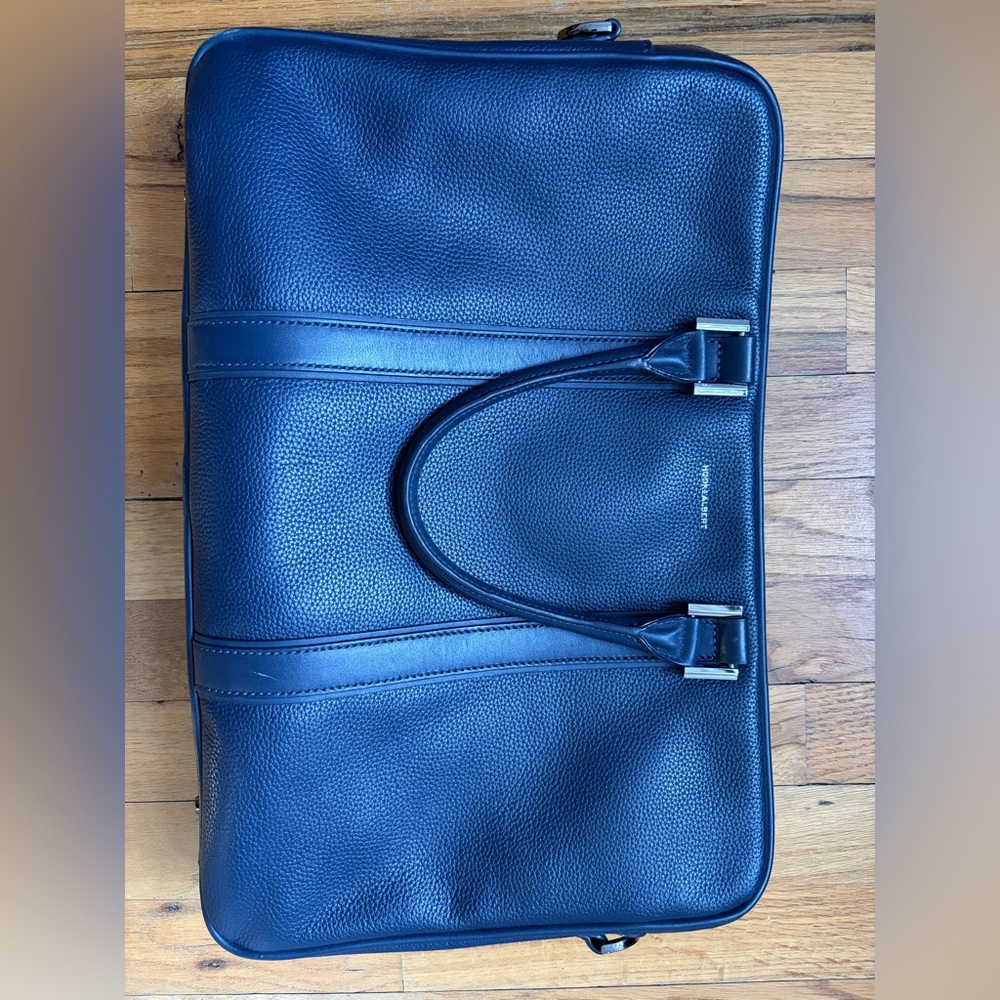 Hook & Albert navy/blue leather briefcase bag